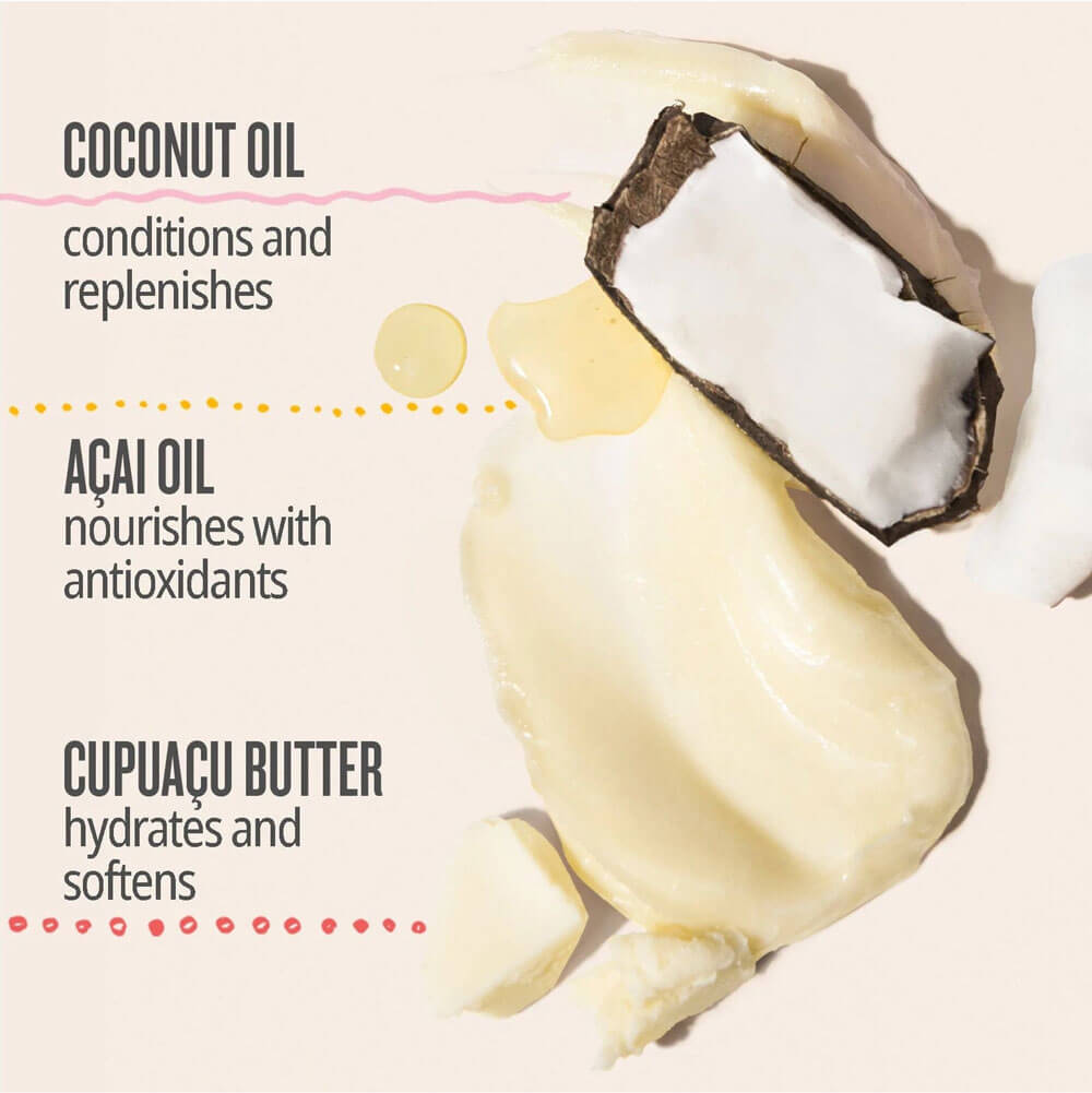 Coconut, Acai, and Cupuaçu butter with text on a light background