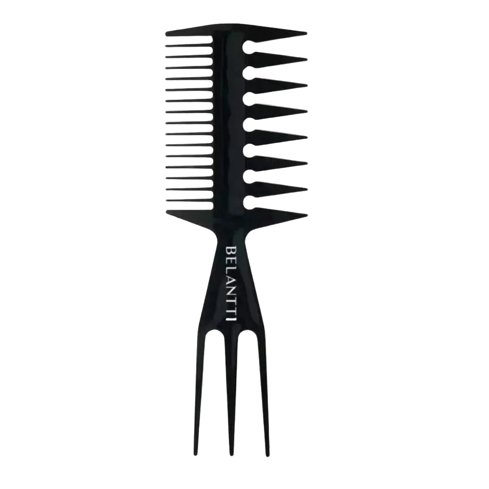 Black hair comb with spikes on a white background