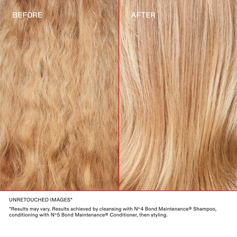 Before and after comparison of hair strands with a red line dividing them, labeled 'Before' and 'After'.