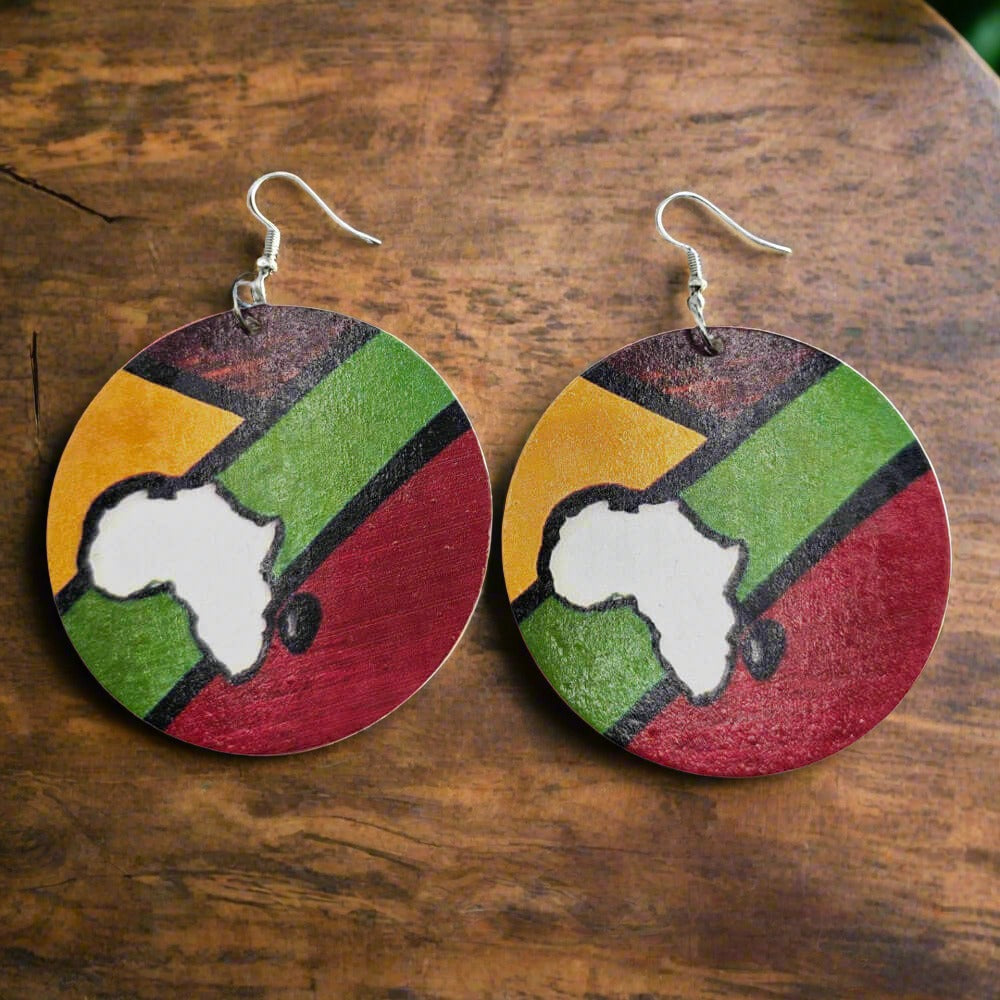 African Wooden Earrings Dangle Earrings Mane Naturals