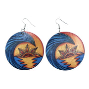 wooden afrcian sunset earrings