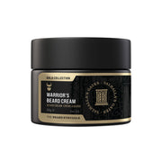 Warrior's Beard Cream jar with black and gold design on a white background