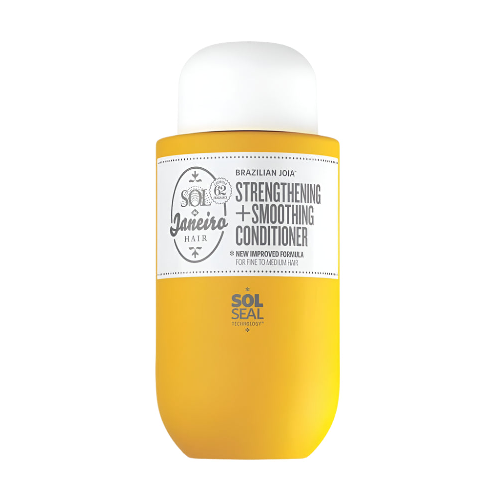 Yellow conditioner bottle with white label on a white background
