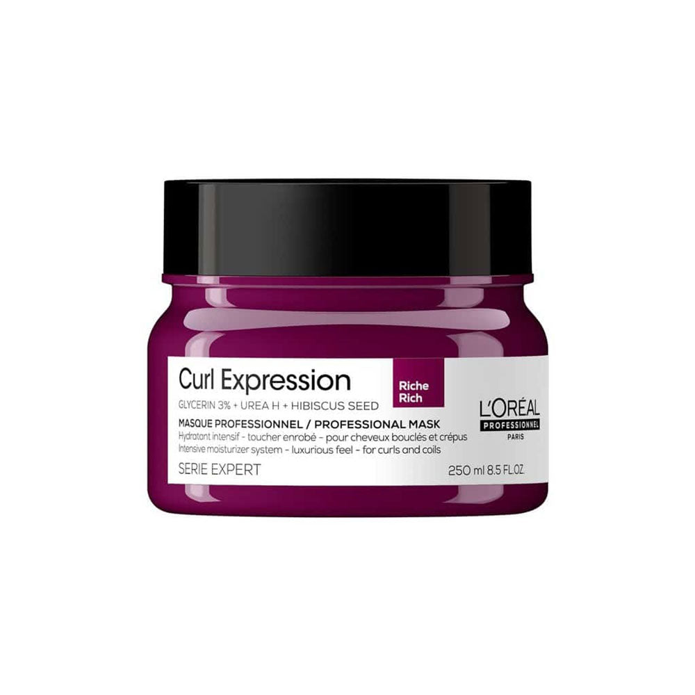 L'Oreal Curl Expression hair mask jar on a white background