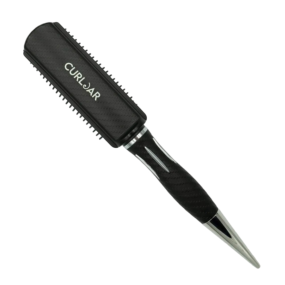 Black hair styling tool with 'Curljar' branding on a white background