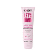 Pink conditioner bottle labeled 'Noughty Let's Bond' on a white background