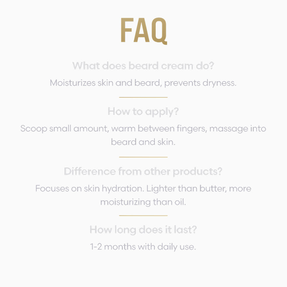FAQ section about beard cream on a white background
