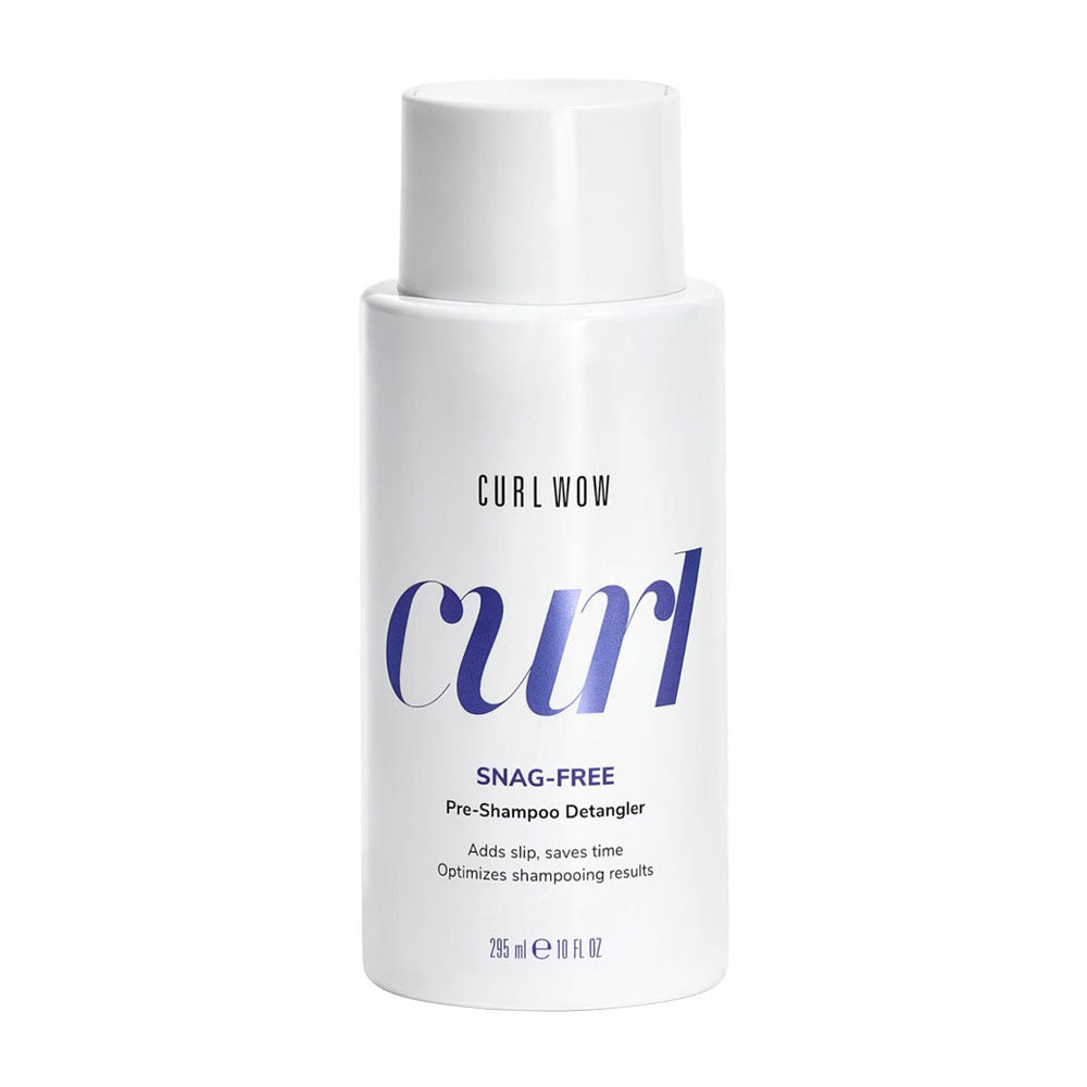 Curl Wow Snag-Free pre-shampoo detangler bottle on a white background