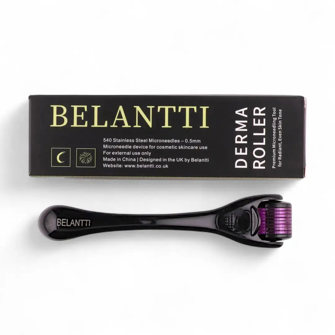 Belantti derma roller with packaging on a white background
