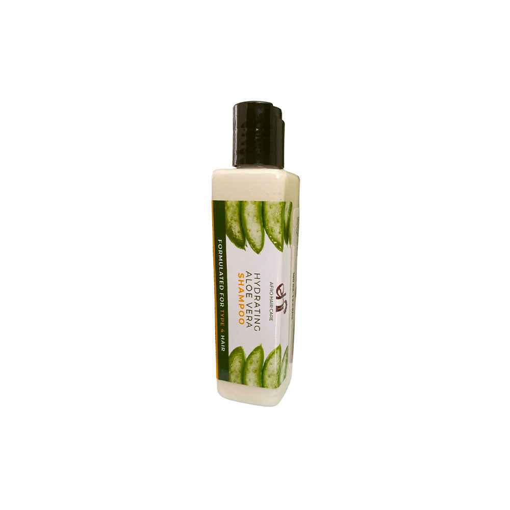 Shampoo bottle with aloe vera design on a white background