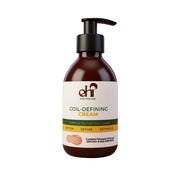 Bottle of coil-defining cream with pump on a white background