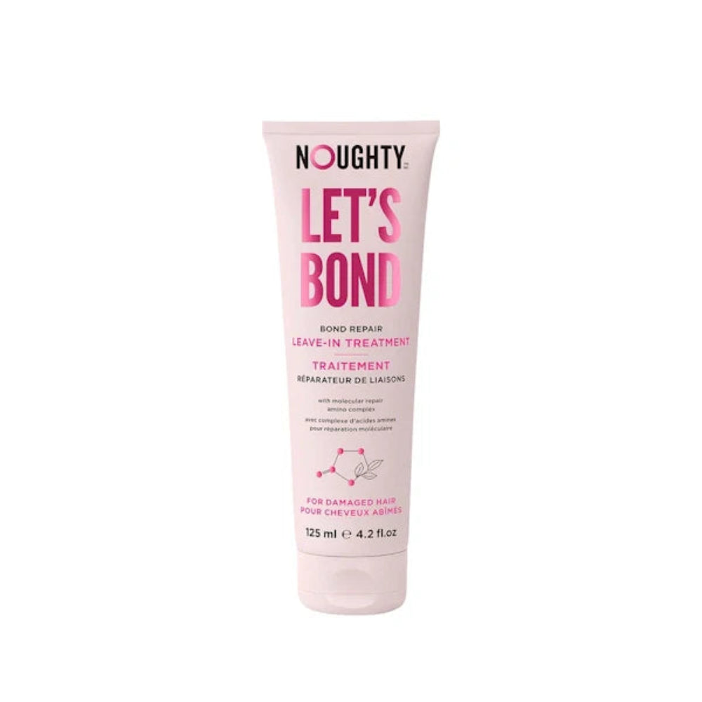 Tube of 'Noughty' Let's Bond leave-in treatment on a white background