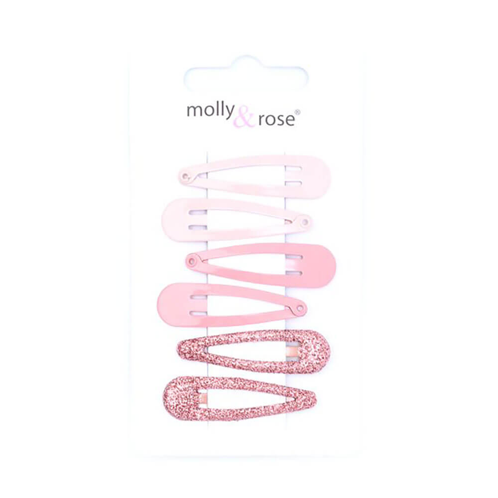 Molly & Rose Assorted Pink Snap Hair Clips Pack of 6