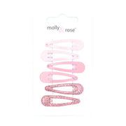 Molly & Rose Assorted Pink Snap Hair Clips Pack of 6