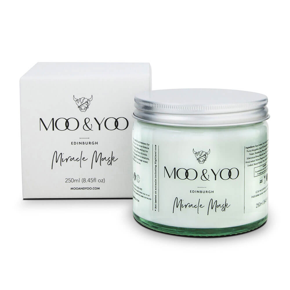 Moo & Yoo Miracle Mask jar and packaging on a white background