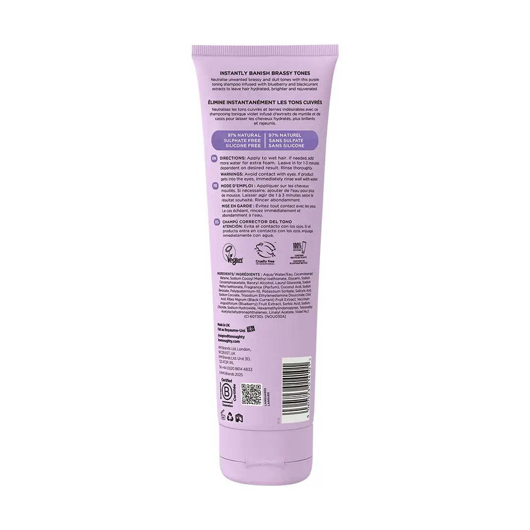 Purple tube with text and a barcode on a white background
