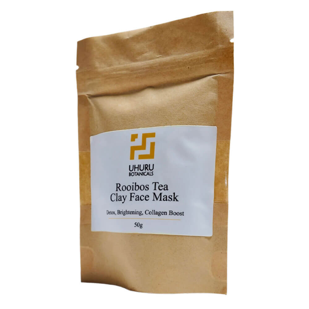 UHURU Botanicals Rooibos Tea Clay Face Mask packaging on a white background