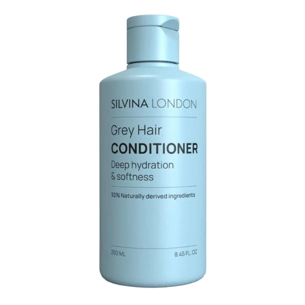 Silvina London Grey Hair Conditioner bottle on a white background