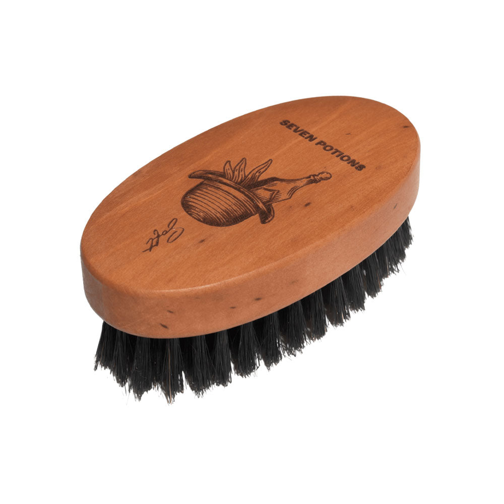 Seven Potions Oval Shaped Pear Wood Beard Brush