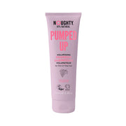 Pink shampoo tube labeled 'Pumped Up' on a white background