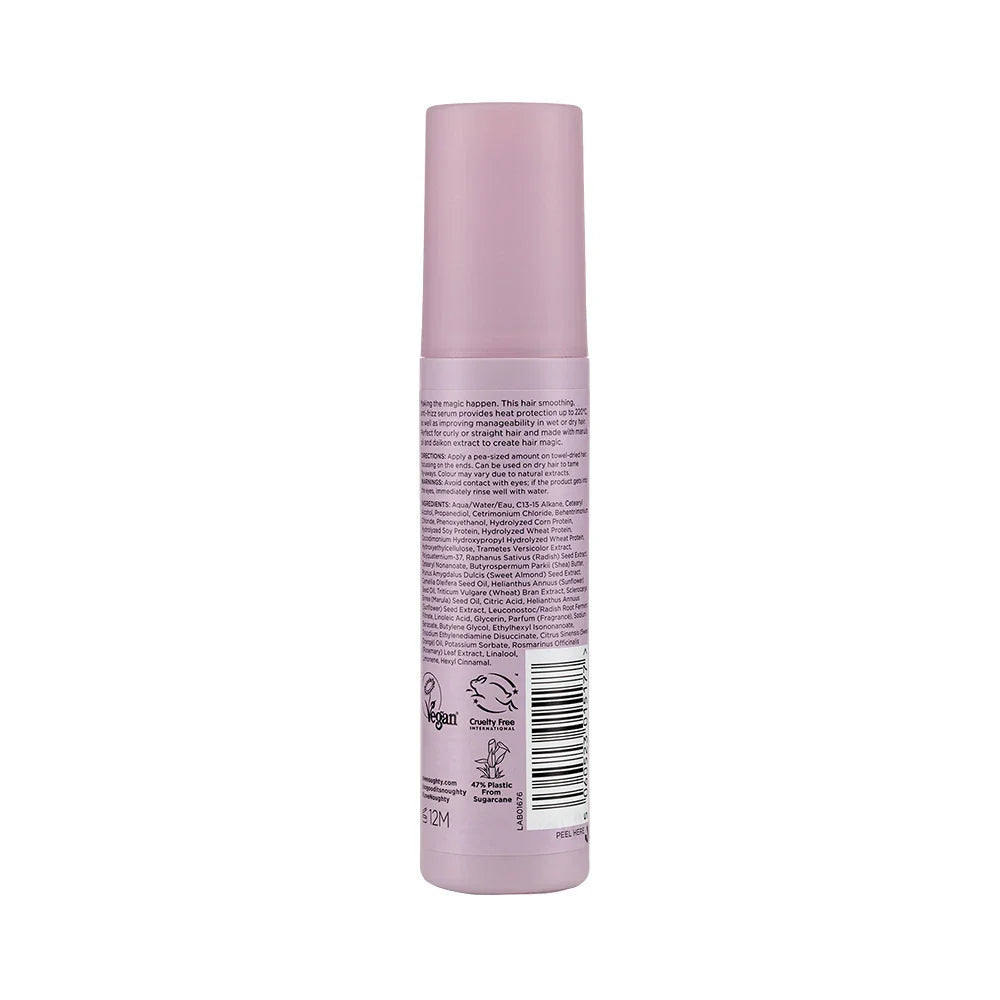 Pink hair product bottle with label on a white background