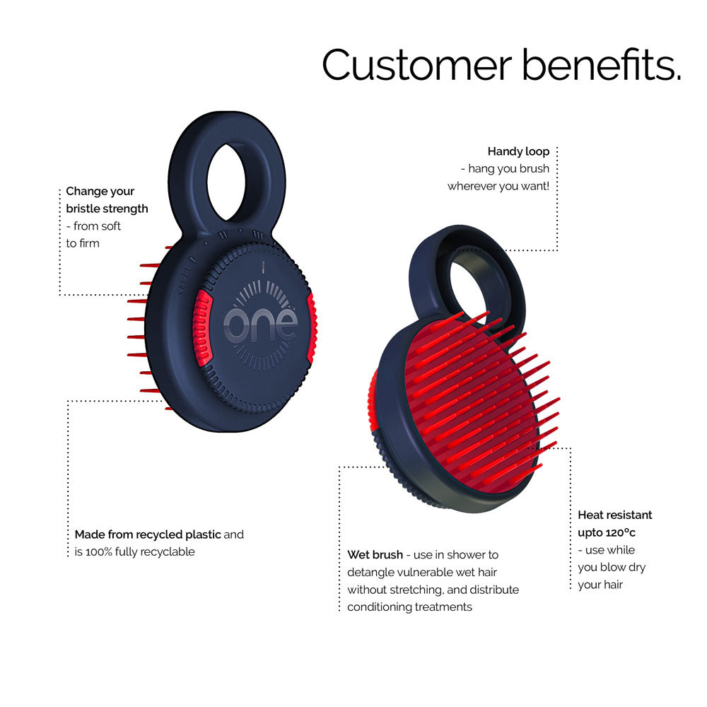ONE Hairstyling ONE Go Compact, Travel friendly Hairbrush