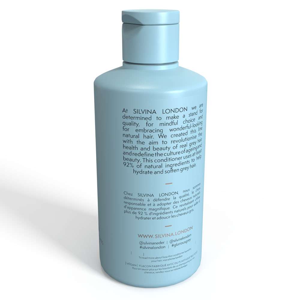 Blue bottle with text on a white background