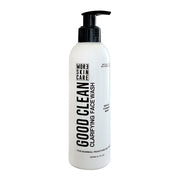 Bottle of 'Good Clean' clarifying face wash on a white background