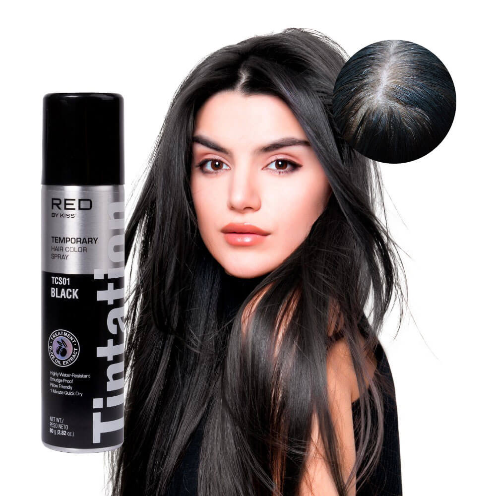 black hair colour spray