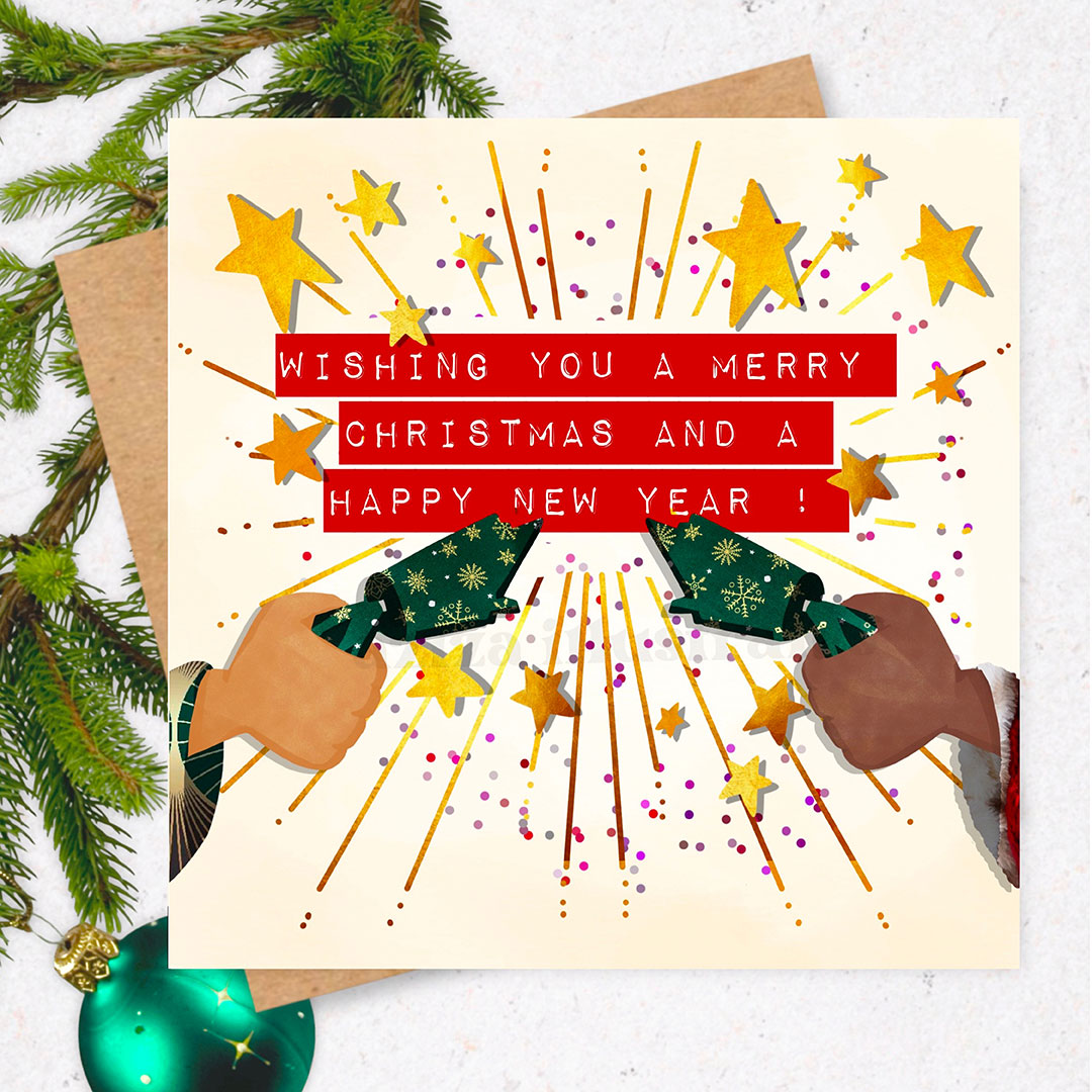 Aziza Illustrates Christmas Cracker Card