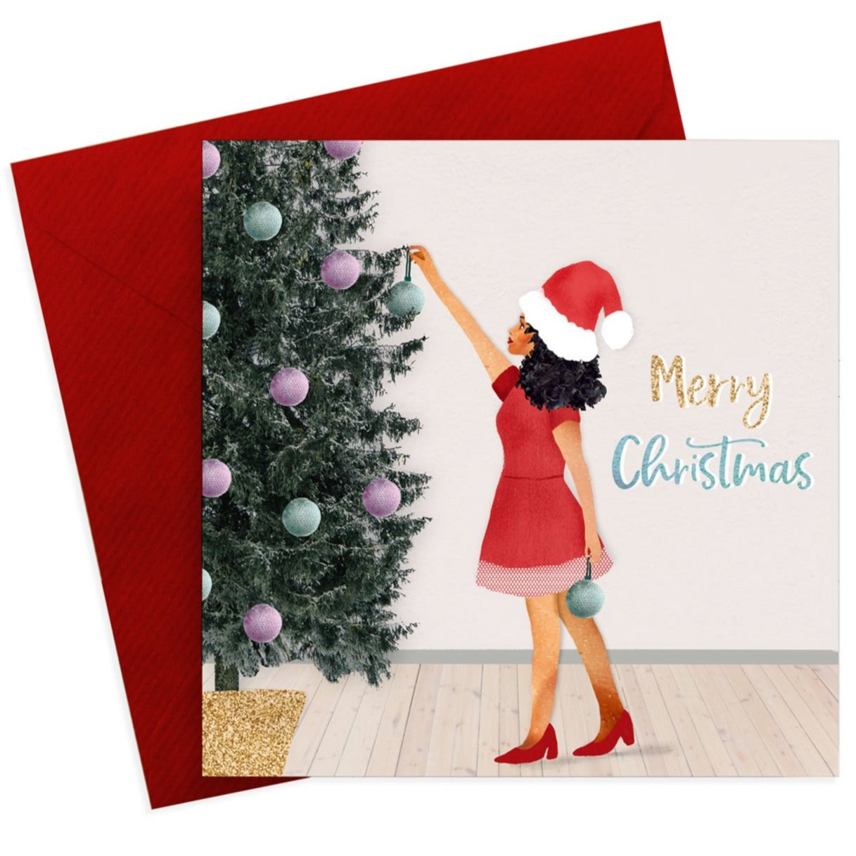 Candy Rays Monica Christmas Tree Greetings Card
